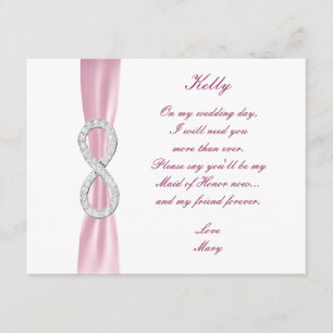 Pink Diamond Infinity Wedding Maid Of Honor Card