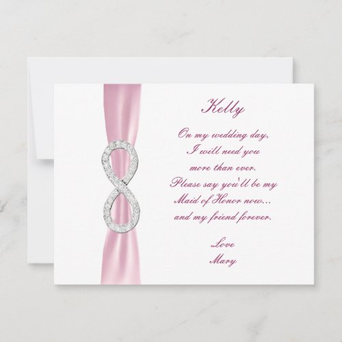 Pink Diamond Infinity Wedding Maid Of Honor Card