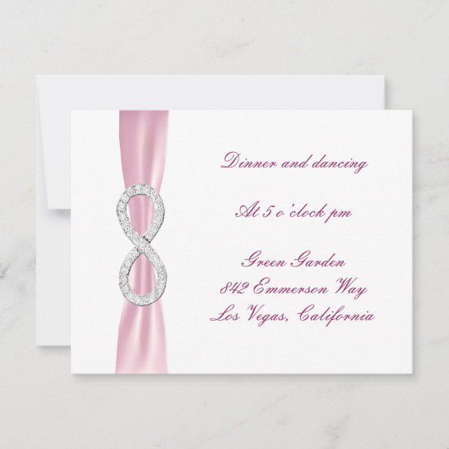 Pink Diamond Infinity Wedding Reception Card (Front)