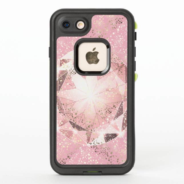Pink Diamond on Light Pastel with Gold Sparkle LifeProof iPhone Case (Back)