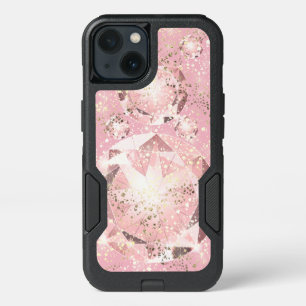 Pink Diamond on Light Pastel with Gold Sparkle iPhone 13 Case