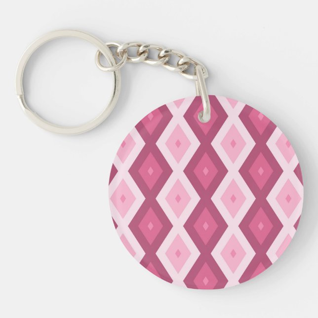 Pink diamond pattern keychain (Front)