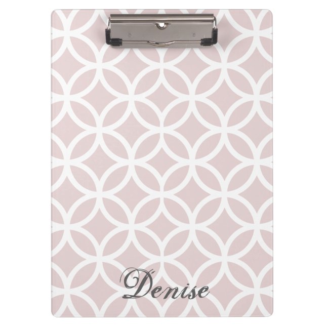 Pink Diamond Pattern Personalized Clipboard (Front)