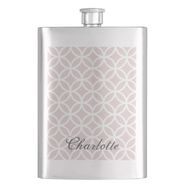 Pink Diamond Pattern Personalized Flask (Front)