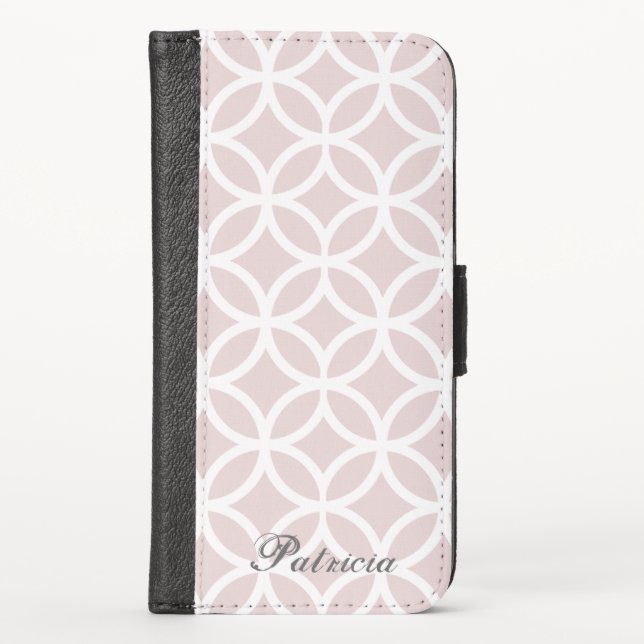 Pink Diamond Pattern Personalized iPhone Wallet Case (Front)