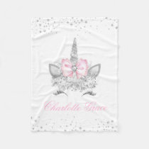 Pink Diamond Personalized Unicorn Baby Girl Fleece Blanket