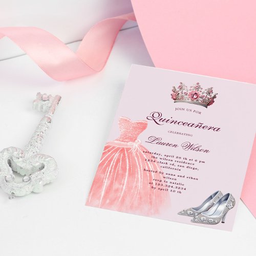 Pink Diamond Queen Exclusive Quinceaera Invitation