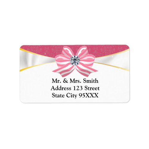 Pink Diamond Ribbon with Pink Damask Label