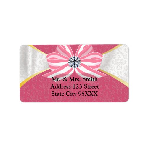 Pink Diamond Ribbon with Pink Damask Label