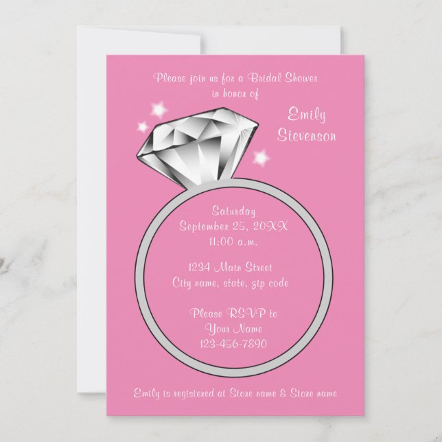 Pink Diamond ring Bridal Shower Invitation (Front)