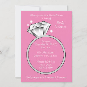 Pink Diamond ring Bridal Shower Invitation