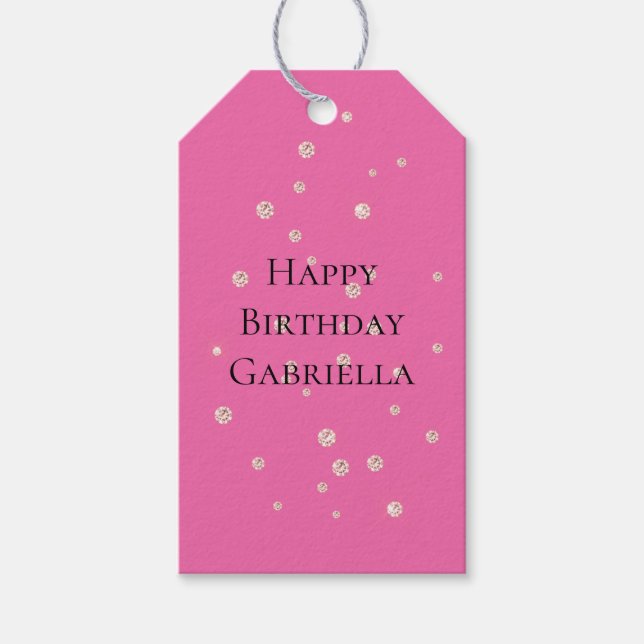 Pink Diamond Sparkle Jewel Gift Tags (Front)