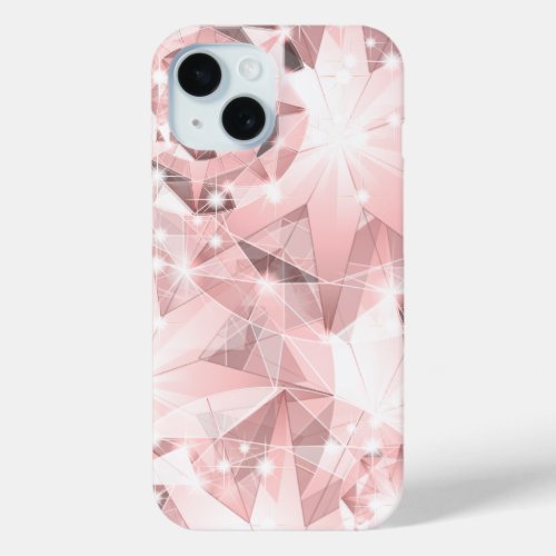 Pink Diamond Sparkle on Light Pastel Brilliant iPhone 15 Case
