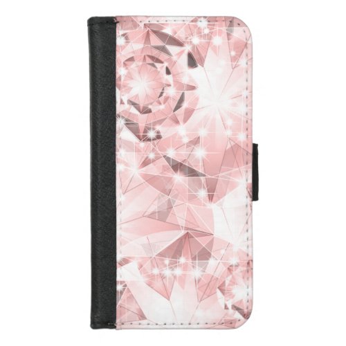 Pink Diamond Sparkle on Light Pastel Brilliant iPhone 87 Wallet Case