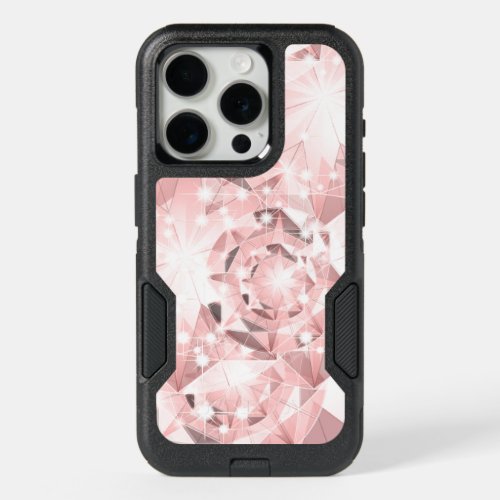 Pink Diamond Sparkle on Light Pastel Brilliant iPhone 15 Pro Case