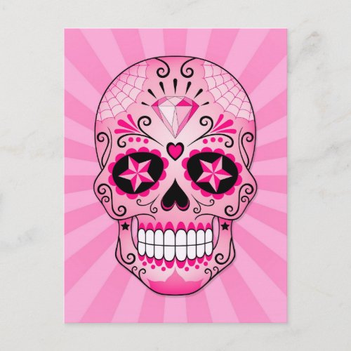 Pink Diamond Sugar Skull Postcard