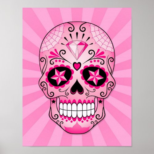 Pink Diamond Sugar Skull Poster