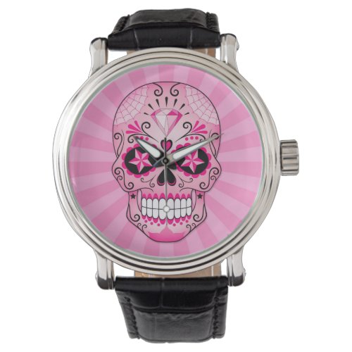 Pink Diamond Sugar Skull Watch