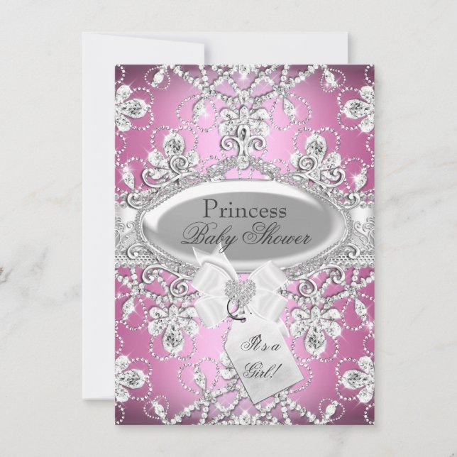 Pink Diamond Tiara Princess Baby Shower Invite (Front)