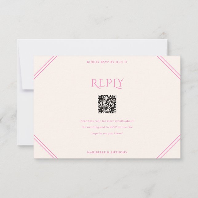 Pink Diamond Wedding RSVP Card (Front)