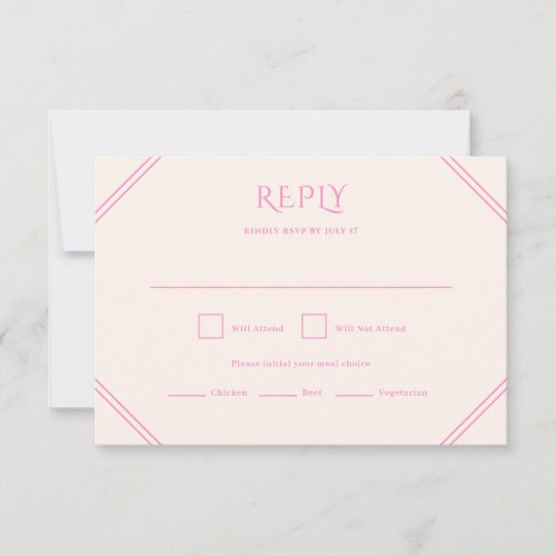 Pink Diamond Wedding RSVP Card