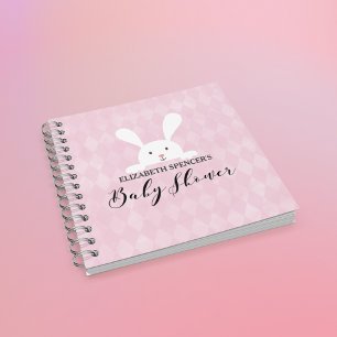 Pink Diamond White Bunny Baby Shower Guestbook Notebook