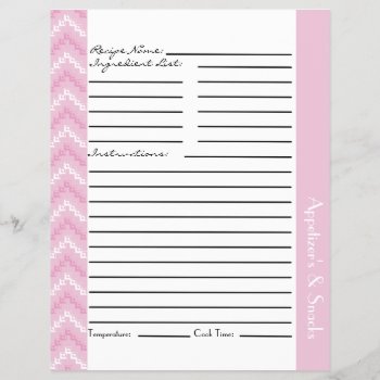 Pink Diamond Zigzag Chevrons Recipe Sheets by TrendyKitchens at Zazzle