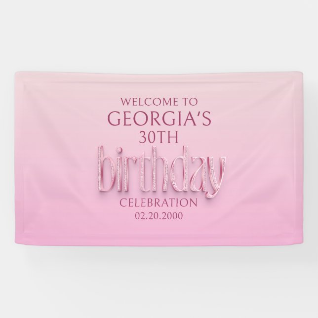 Pink Diamonds Birthday Banner (Horizontal)