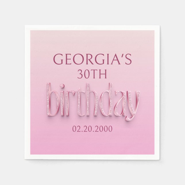 Pink Diamonds Birthday Napkins (Front)