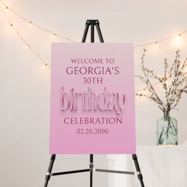 Pink Diamonds Birthday Sign (In Situ (Stand))