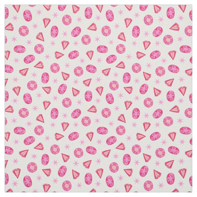 Pink Diamonds Gemstones and Jewels Pattern Fabric (Swatch)