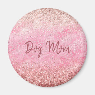 Pink Diamonds Glitzy Sparkle Glitter Dog Mom Magnet