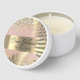 Pink Diamonds Marble Rose Gold Shiny Mini Candle Favors