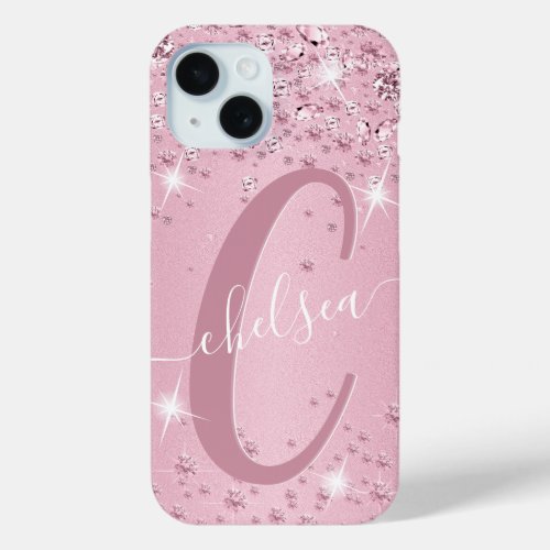 Pink Diamonds _ Personalized  iPhone 15 Case