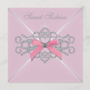 Pink Diamonds Pink Sweet 16 Birthday Party Invitation
