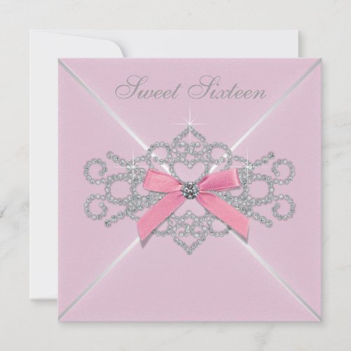 Pink Diamonds Pink Sweet 16 Birthday Party Invites