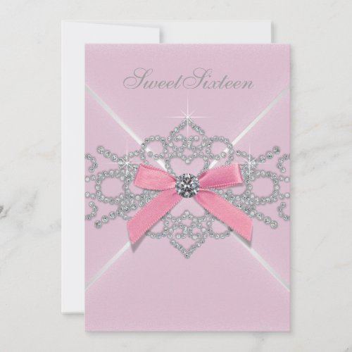 Pink Diamonds Pink Sweet 16 Birthday Party Personalized Invitations