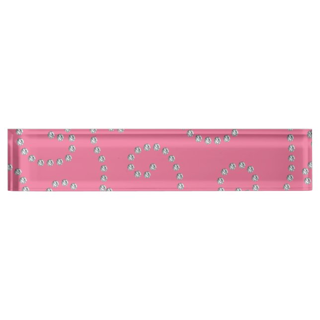 Pink diamonds swirls name plate (Front)