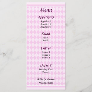 Pink Diamonds Wedding Menu