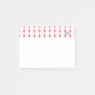 Pink Diamonds with Initials Post-it Notes