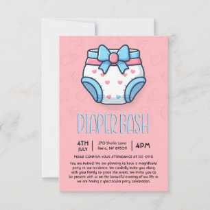 Pink Diaper Bash Baby Shower Invitation