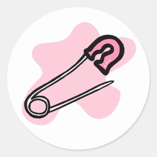 Pink Diaper Pin Classic Round Sticker