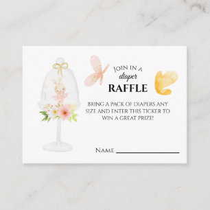 Pink diaper raffle baby shower game enclosure card