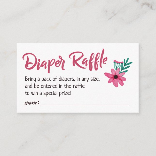 Pink Diaper Raffle Card (Front)