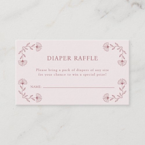 Pink Diaper Raffle Card