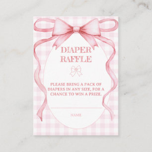Pink Diaper Raffle Ribbon Bow Watercolor Cute Enclosure Card