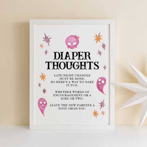Pink Diaper Thoughts Halloween Baby Shower Sign