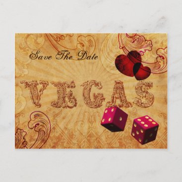 pink dice Vintage Vegas save the date Announcement Postcard