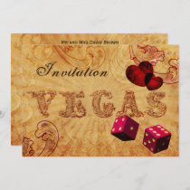 pink dice Vintage Vegas wedding invites
