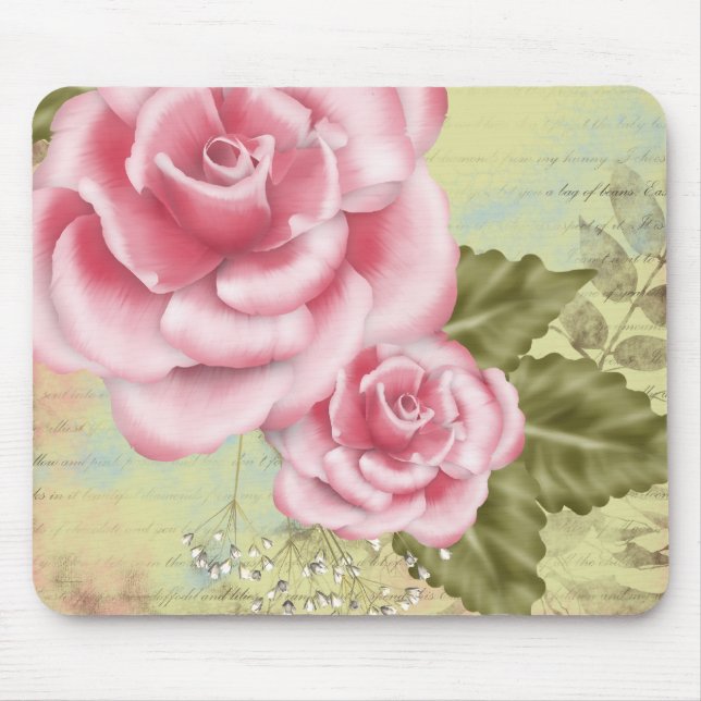 Pink Digital Roses Mouse Pad (Front)